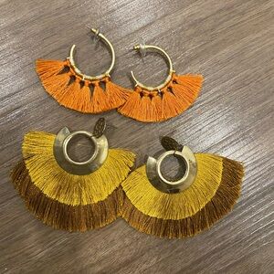 Vibrant Orange and Yellow Tassel Earrings